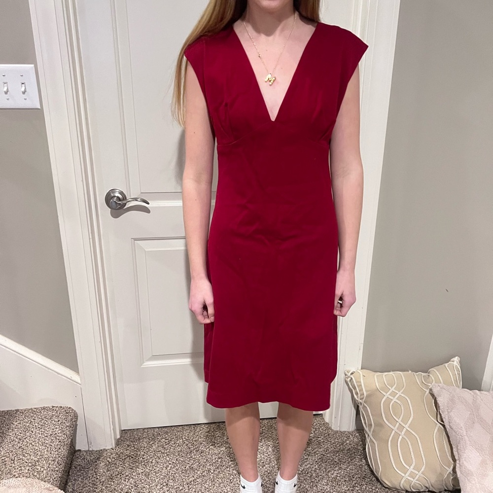Elegant Red V-Neck Dress